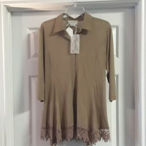 Lace and grace blouse , fitted , mid sleeve